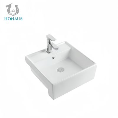 OEM Bathroom Inset Basin Small Size One Piece Hotel 465mm Ceramic White