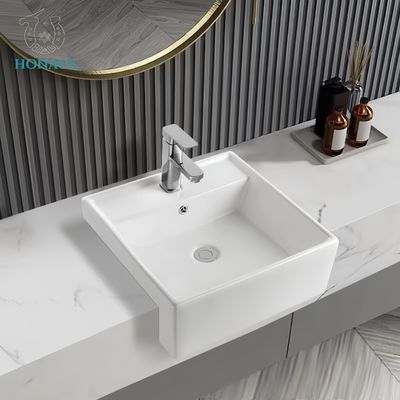 OEM Bathroom Inset Basin Small Size One Piece Hotel 465mm Ceramic White