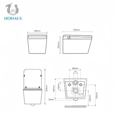 Wall Hung Smart Intelligent Toilet Bowl Nano Glaze Multi Function Luxury Hotel
