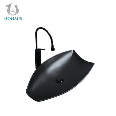Luxury Bathroom Countertop Basin High Quality Ceramic Art Design Shape Black