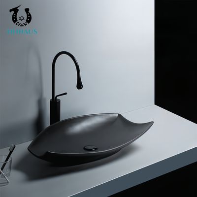 Luxury Bathroom Countertop Basin High Quality Ceramic Art Design Shape Black
