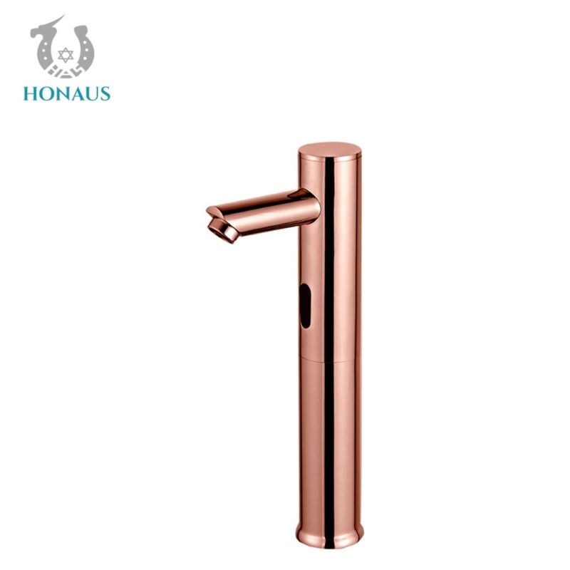 European Style Intelligent Sensor Wash Basin Faucet Rose Gold Finish All Copper